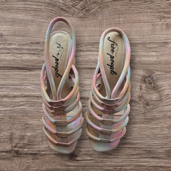 Free People Collette Rainbow Cinched Heel Shoes Size 6 5 - Picture 1 of 7